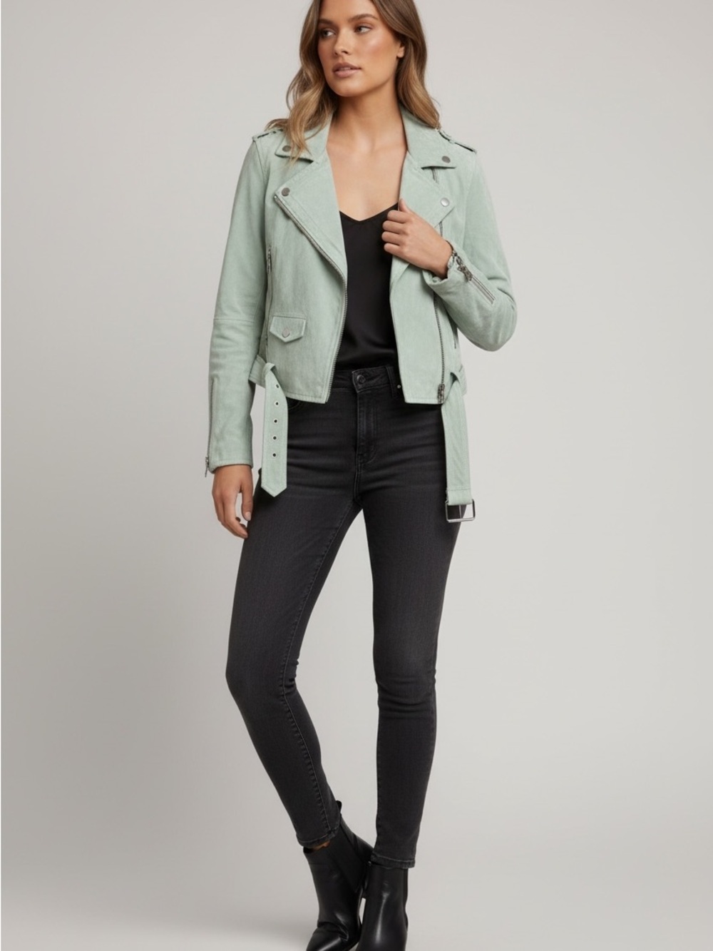 Blank NYC turquoise suede Moto Jacket - Picture 2 of 3